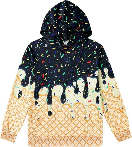 Move Dance Boys Hoodies Ice Cream Baseball Pullover Graphic Sweatshirts Hooded With Big Pockets in Saudi Arabia