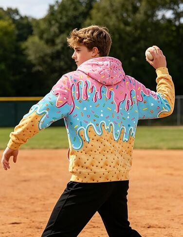 Move Dance Boys Hoodies Ice Cream Baseball Pullover Graphic Sweatshirts Hooded With Big Pockets in Saudi Arabia