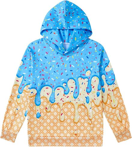Move Dance Boys Hoodies Ice Cream Baseball Pullover Graphic Sweatshirts Hooded With Big Pockets in Saudi Arabia