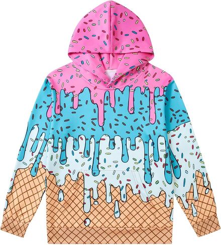 Move Dance Boys Hoodies Ice Cream Baseball Pullover Graphic Sweatshirts Hooded With Big Pockets in Saudi Arabia