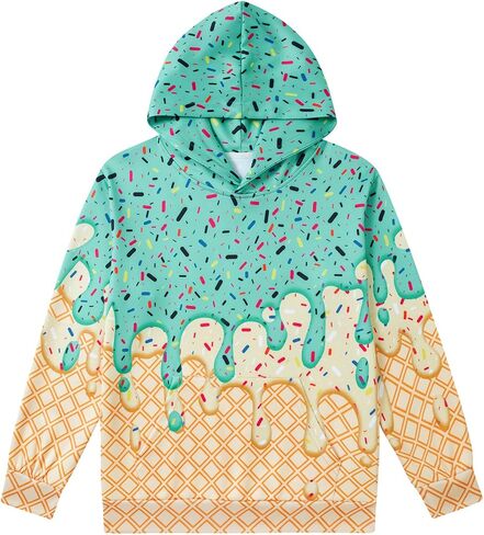 Move Dance Boys Hoodies Ice Cream Baseball Pullover Graphic Sweatshirts Hooded With Big Pockets in Saudi Arabia