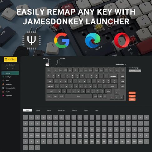 JamesDonkey J1 Low-Profile Wireless Mechanical Keyboard - QMK/VIA RGB Backlit, Hot-Swappable Banana Switch, 2.4 GHz Bluetooth, PBT Keycaps, 75% Layout Mac/Win/Linux for Office/Gaming - Dark Blue in Kuwait