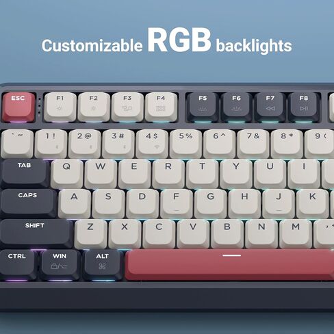 JamesDonkey J1 Low-Profile Wireless Mechanical Keyboard - QMK/VIA RGB Backlit, Hot-Swappable Banana Switch, 2.4 GHz Bluetooth, PBT Keycaps, 75% Layout Mac/Win/Linux for Office/Gaming - Dark Blue in Kuwait