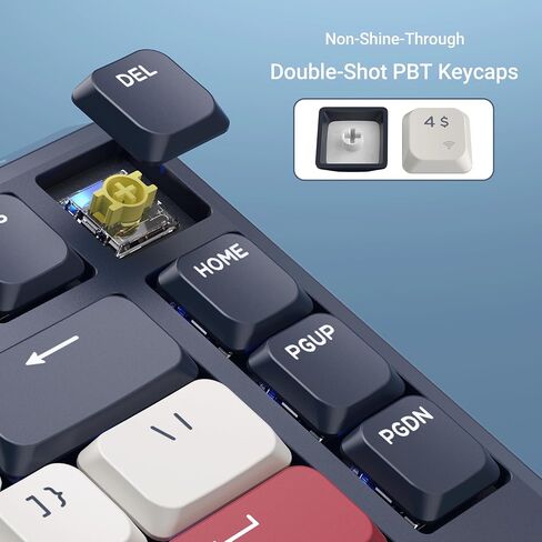 JamesDonkey J1 Low-Profile Wireless Mechanical Keyboard - QMK/VIA RGB Backlit, Hot-Swappable Banana Switch, 2.4 GHz Bluetooth, PBT Keycaps, 75% Layout Mac/Win/Linux for Office/Gaming - Dark Blue in Kuwait