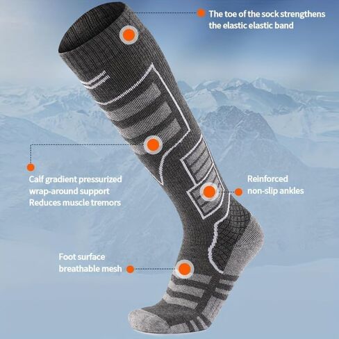 Wool Ski Socks, Cold Weather Socks for Snowboarding, Snow, Winter, Thermal Knee-high Warm Socks, Hunting in Kuwait
