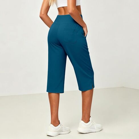 Capris for Women with Pockets Plus Size High Waisted Dressy Capri Pants Straight Leg Casual Work Travel Cropped Pants in Saudi Arabia