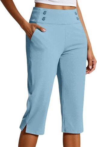 Capris for Women with Pockets Plus Size High Waisted Dressy Capri Pants Straight Leg Casual Work Travel Cropped Pants in Saudi Arabia