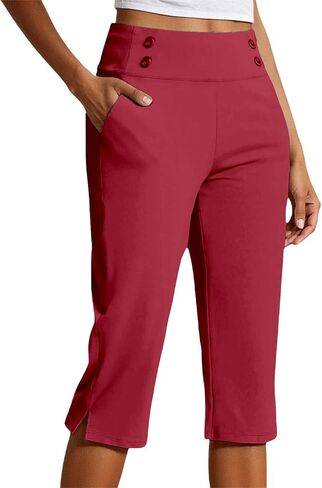 Capris for Women with Pockets Plus Size High Waisted Dressy Capri Pants Straight Leg Casual Work Travel Cropped Pants in Saudi Arabia