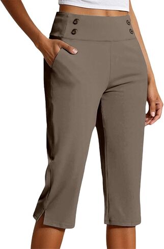 Capris for Women with Pockets Plus Size High Waisted Dressy Capri Pants Straight Leg Casual Work Travel Cropped Pants in Saudi Arabia