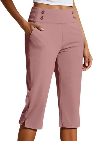 Capris for Women with Pockets Plus Size High Waisted Dressy Capri Pants Straight Leg Casual Work Travel Cropped Pants in Saudi Arabia