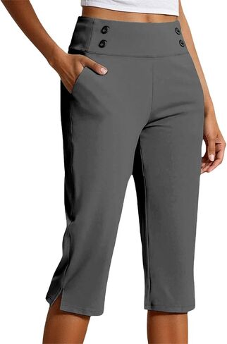 Capris for Women with Pockets Plus Size High Waisted Dressy Capri Pants Straight Leg Casual Work Travel Cropped Pants in Saudi Arabia