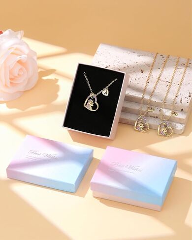 Chunyee Unicorn Gifts for Girls, Colorful CZ Heart Unicorn Necklaces Initial Necklace Birthday Christmas Gift for Girls Teens in Saudi Arabia