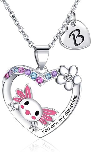 Axolotl Necklaces Gifts for Girls - You are my Sunshine Heart Initial Axolotl Jewelry - Birthday Gifts for Women Teen Girls Little Kids Girl in Saudi Arabia