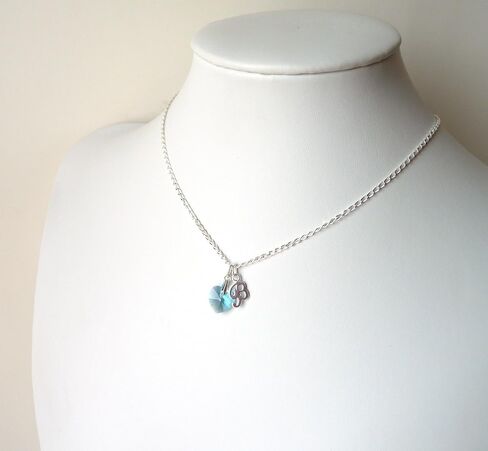 Personalized Birthstone Initial Necklace, Choice of Length Charm and Birth Month, Sterling Silver Initial Necklace, Birthstone Heart Necklace for Girls and Women, Birthday Christmas Gift for Girls in Kuwait