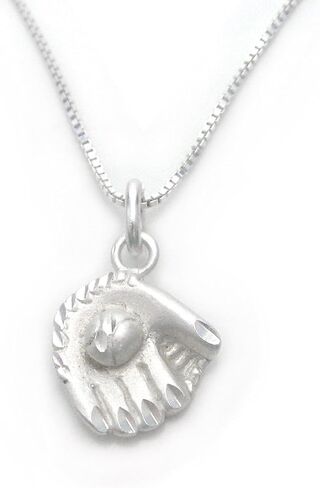 Sterling Silver Baseball Softball Glove and Ball Charm Necklace in Saudi Arabia