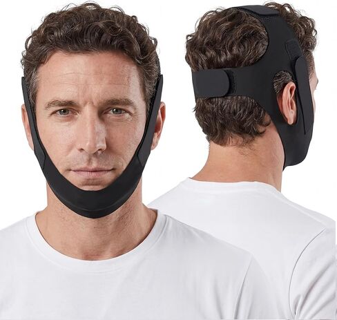 Anti Snoring Chin Strap for Sleeping – Adjustable, Breathable & Comfortable Snore Stopper Device for Men & Women – Effective Mouth Tape Alternative for Better Sleep & Apnea Relief (Black) in Saudi Arabia
