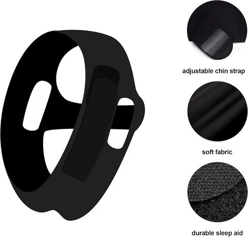 Anti Snoring Chin Strap for Sleeping – Adjustable, Breathable & Comfortable Snore Stopper Device for Men & Women – Effective Mouth Tape Alternative for Better Sleep & Apnea Relief (Black) in Saudi Arabia