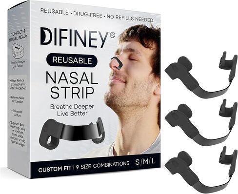 Difiney Reusable Nasal Strips for Breathing: Snoring Support, Max Strength Internal Nasal Opener, No Sticky Pads, Nose Strips Alternative, Bend-to-Fit Steel Bridge Nasal Dilators for Sleep in Kuwait