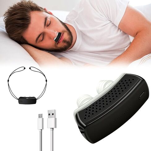 Anti Snoring Devices, Electric Snoring Solution with Adjustable Security Strap, Adjustable 6-Speed, Universal Fit for All Nose Shapes for Men & Women (Matte Black) in Saudi Arabia