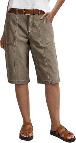 Flamingals Women’s High Waist Bermuda Shorts Fashion Trendy Stitch Detail Casual Cargo Shorts in Kuwait