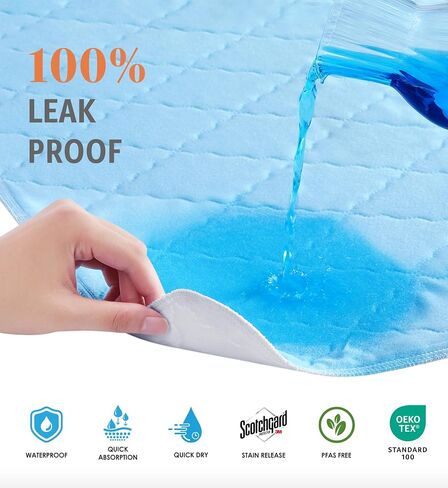 Ultimate Washable Underpads - Heavy Absorbency, Waterproof Reusable Incontinence Pads for Adults, Kids, Elderly & Pets - Bedwetting Pads for Bed, Couch, Sofa, Floor (Blue, 34 x 36 Inches, Pack of 4) in Kuwait