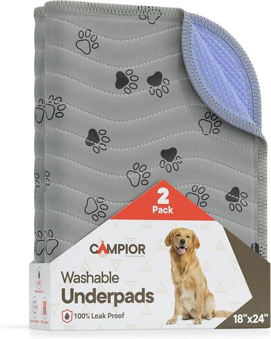 Washable Underpads 18"x24" ( Pack of 2) – Reusable Waterproof Bed Pads for Pets, Kids & Elderly, Extra Heavy Absorbency Incontinence & Bedwetting Pads, Non-Slip TPU Backing, Grey & Blue in Saudi Arabia