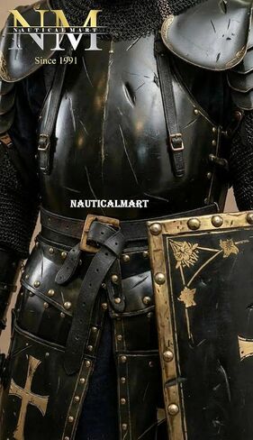 Medieval Black Templar Knight Full Armor Suit | Handcrafted Steel Plate for LARP, Cosplay & Collectors Royal Crusader Knight Full Armor Set | Wearable 18-Gauge Steel Body Armour with Cape & Shield in Kuwait