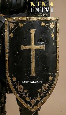 Medieval Black Templar Knight Full Armor Suit | Handcrafted Steel Plate for LARP, Cosplay & Collectors Royal Crusader Knight Full Armor Set | Wearable 18-Gauge Steel Body Armour with Cape & Shield in Kuwait
