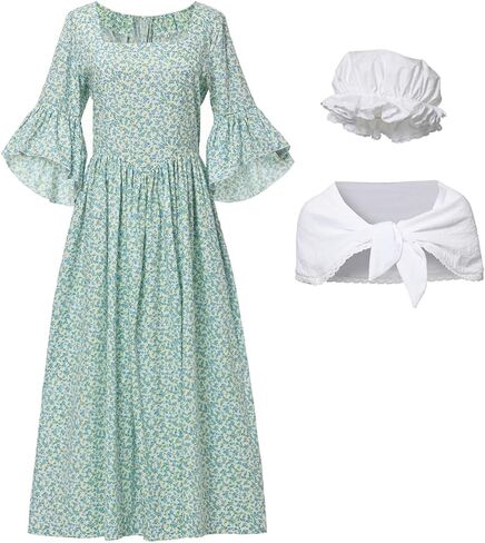 GRACEART Pioneer Woman Costume Colonial Prairie Dress for Women 100% Cotton in Kuwait