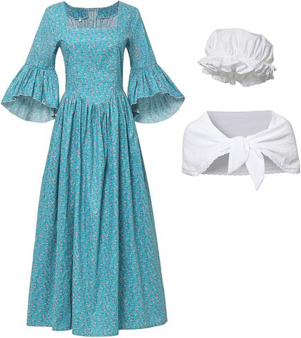 GRACEART Pioneer Woman Costume Colonial Prairie Dress for Women 100% Cotton in Kuwait