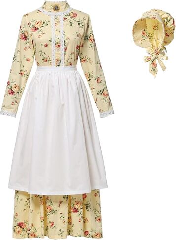 GRACEART Pioneer Woman Costume Colonial Prairie Dress for Women 100% Cotton in Kuwait