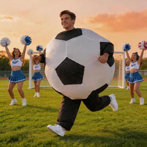 Inflatable Soccer Ball Costume for Adults, Funny Blow up Football Suit for Halloween, Sports Themed Party, Game Day in Saudi Arabia