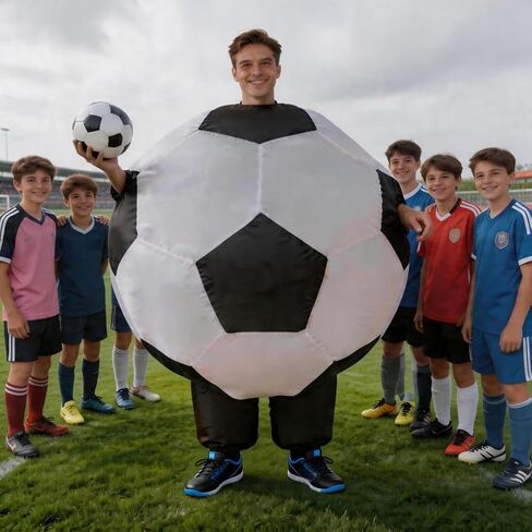 Inflatable Soccer Ball Costume for Adults, Funny Blow up Football Suit for Halloween, Sports Themed Party, Game Day in Saudi Arabia