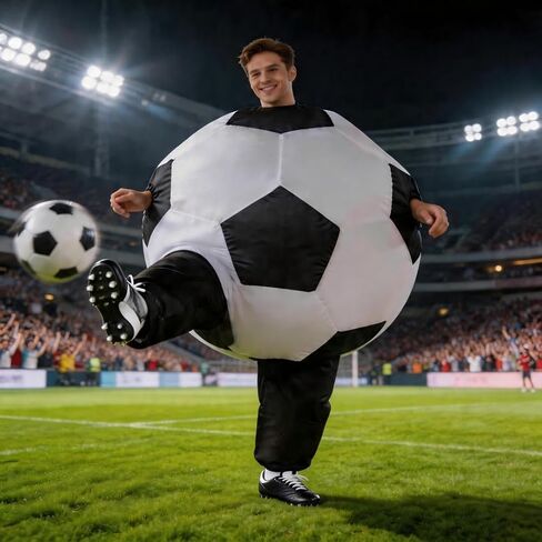 Inflatable Soccer Ball Costume for Adults, Funny Blow up Football Suit for Halloween, Sports Themed Party, Game Day in Saudi Arabia