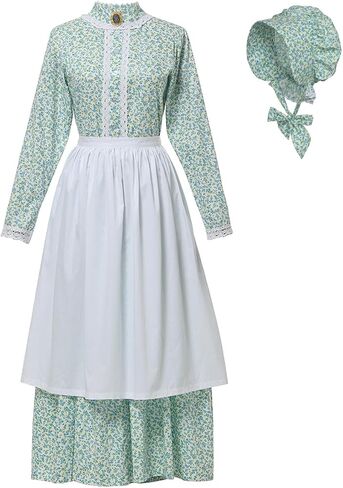 GRACEART Pioneer Woman Costume Colonial Prairie Dress for Women 100% Cotton in Kuwait