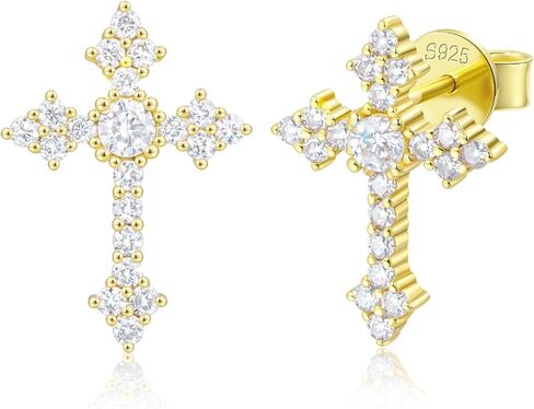 Moissanite Cross Earrings Sterling Silver Cross Stud Eearrings D Color VVSI Moissanite Stud Earrings Crucifix Jewelry Gift in Saudi Arabia