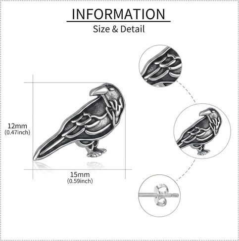 Raven Stud Earrings Crow Bird Earrings Raven Stud Jewelry Gifts For Women Female Men Male Halloween in Saudi Arabia