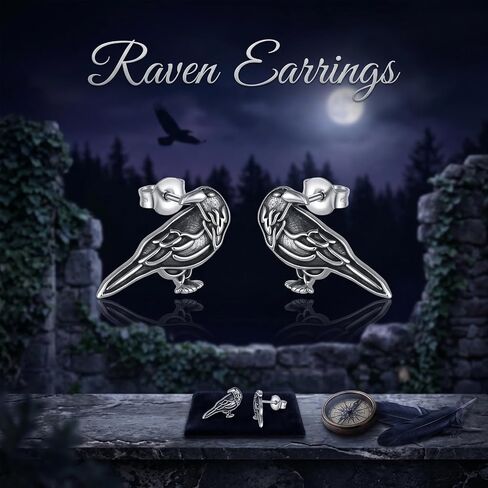 Raven Stud Earrings Crow Bird Earrings Raven Stud Jewelry Gifts For Women Female Men Male Halloween in Saudi Arabia