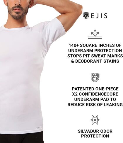 Ejis Sweat Defense Undershirt | Crew Neck| Underarm Sweat Proof Micro Modal in Saudi Arabia