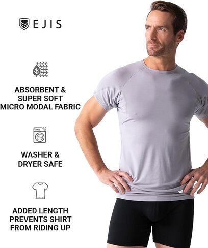 Ejis Sweat Defense Undershirt | Crew Neck| Underarm Sweat Proof Micro Modal in Saudi Arabia