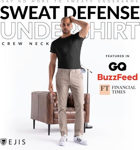 Ejis Sweat Defense Undershirt | Crew Neck| Underarm Sweat Proof Micro Modal in Saudi Arabia