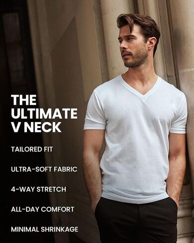 INTO THE AM Premium V Neck T Shirts for Men - Modern Fitted Tees S - 2XL Vneck Undershirts in Kuwait
