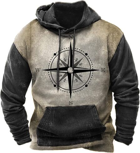 Mens Hoodie Casual Aztec Ethnic Drawstring Hooded Sweatshirts Long Sleeve Graphic Shirt Lightweight Pullover 2024 in Saudi Arabia