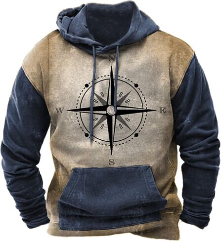 Mens Hoodie Casual Aztec Ethnic Drawstring Hooded Sweatshirts Long Sleeve Graphic Shirt Lightweight Pullover 2024 in Saudi Arabia