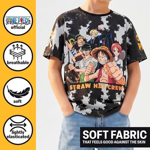 Get Trend One Piece | Dragon Ball Super Boys Short Sleeve T Shirts, Summer Crewneck Tops, Casual Anime Graphic Tees, 2-Pack in Kuwait