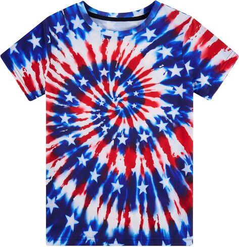 Enlifety 4-14T Kids American Flag Shirt Boys Girls 4th of July T-Shirt Patriotic Tops Tee in Kuwait