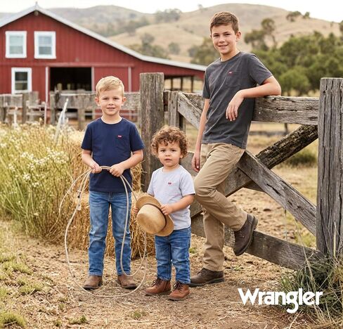 Wrangler Boys T-Shirts – 2 Pack Boys Shirts for Baby Toddler Teen Boys, Soft Cotton Pocket T-Shirt for Everyday Wear, School in Kuwait