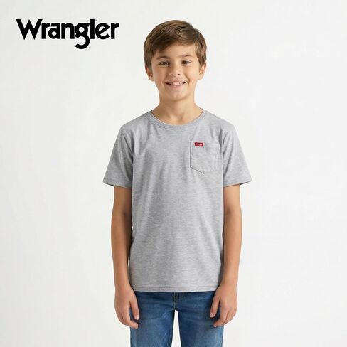 Wrangler Boys T-Shirts – 2 Pack Boys Shirts for Baby Toddler Teen Boys, Soft Cotton Pocket T-Shirt for Everyday Wear, School in Kuwait