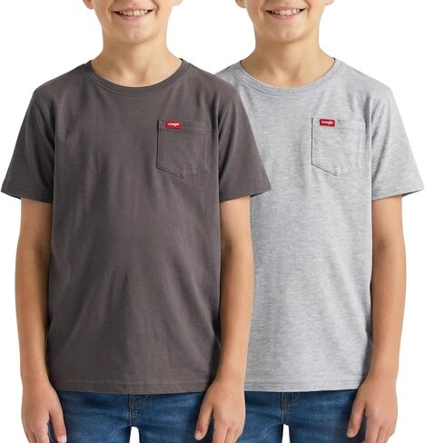 Wrangler Boys T-Shirts – 2 Pack Boys Shirts for Baby Toddler Teen Boys, Soft Cotton Pocket T-Shirt for Everyday Wear, School in Kuwait