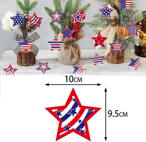 24pcs 4th of July Hanging Ornaments Independence Day Tree Decorations for White Red Blue Star Ornament Patriotic Tree Decorations with Ropes Flag Hanging Decoration for Holiday Party Supplies in Saudi Arabia